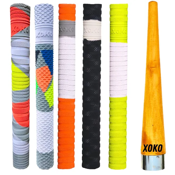 Cricket_Bat_Cone_And_Grip_Set,_Premium_Stainless_Steel_Base,_Multiple_Textured_Designs,_Multicolour_Pack