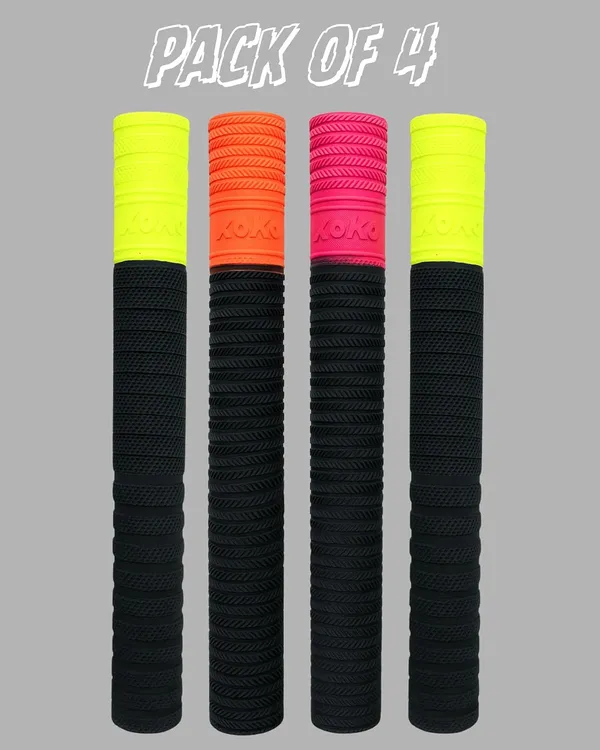 Cricket_Bat_Grip,_Pack_Of_4,_Neon_Yellow,_Orange,_Pink,_Black,_Anti-Slip_Textured_Design