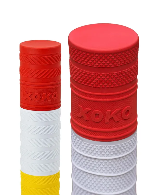 Premium_Cricket_Bat_Handle_Grip_Set,_Multi-Color_Collection_With_Wooden_Cone,_4_Pack,_Red,_White,_Yellow,_Blue,_Green