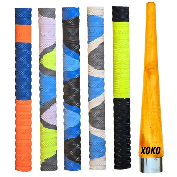 Premium_Cricket_Bat_Grip,_Rubber_Cushioned_With_Chevron_Pattern,_Multiple_Colours_Available,_Shock_Absorbing_Replacement_Handle_Grip_With_Wooden_Cone