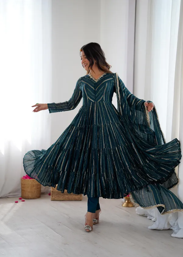Green_Mal_Chanderi_Ethnic_Wear_Ruffle_Gown_For_Women