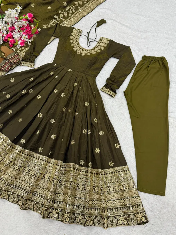 Mehendi_Heavy_Nc_Vichitra_Silk_Anarkali_Suit_For_Women