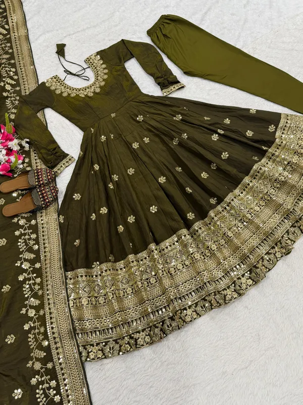Mehendi_Heavy_Nc_Vichitra_Silk_Anarkali_Suit_For_Women
