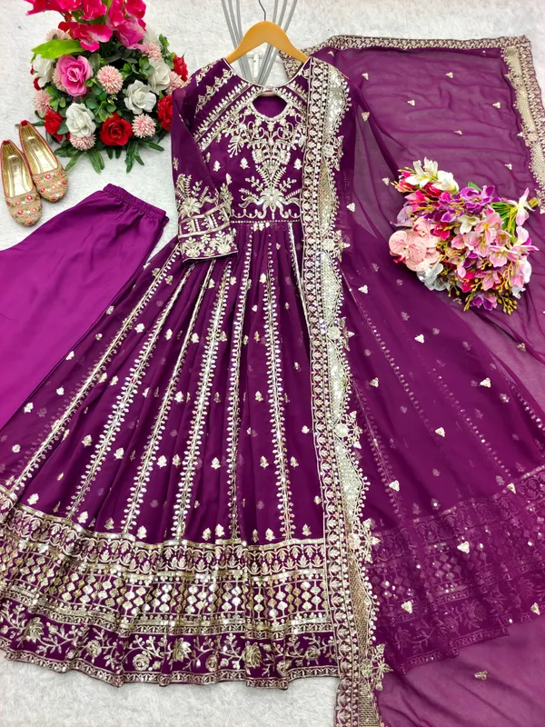 Purple_Faux_Georgette_Gown_With_Dupatta_And_Bottom_Wear_For_Women