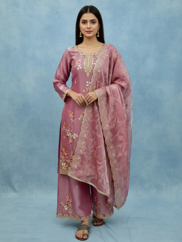 Pink_Gmy_Silk_Kurti_With_Dupatta_And_Bottom_Wear_For_Women