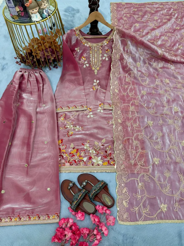 Pink_Gmy_Silk_Kurti_With_Dupatta_And_Bottom_Wear_For_Women