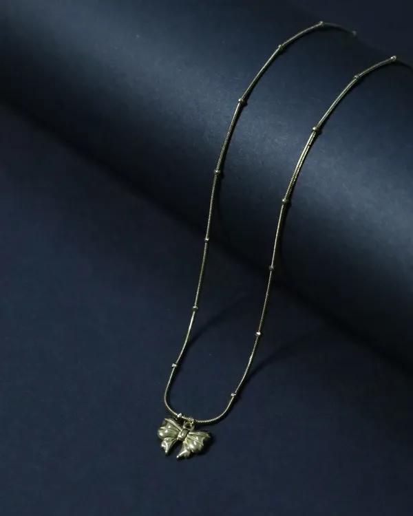 Gold_Plated_18K_Anti_Tarnish_Bow_Pendant_Chain_Necklace_For_Women