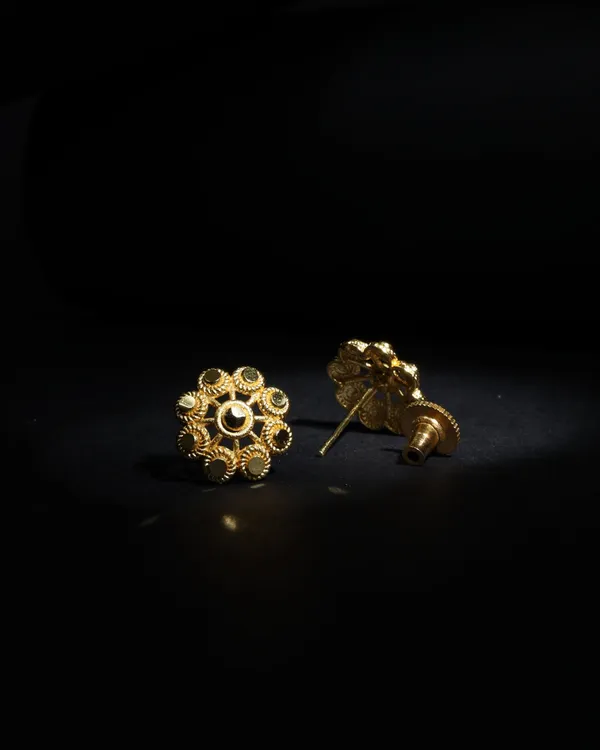 Gold_Tone_Micro_Plating_Traditional_Rosette_Studs_For_Women
