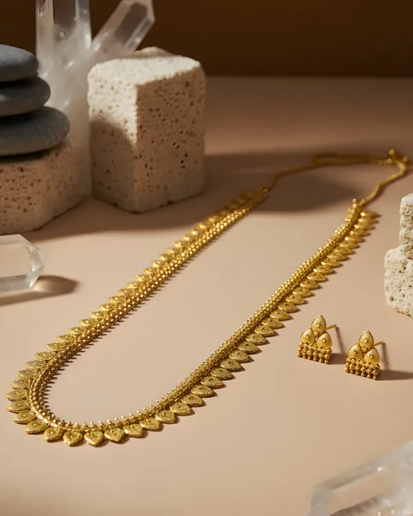 Gold_Mango_Mala_Long_Set_With_Stud_Earrings_For_Women