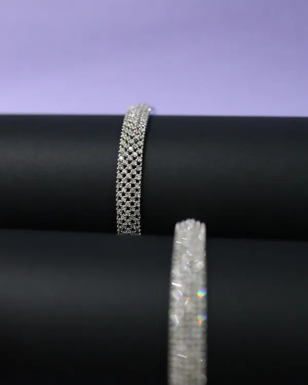 White_Brass_Ribbon_&_Round_Bangles_Set(Set_Of_2)_For_Women