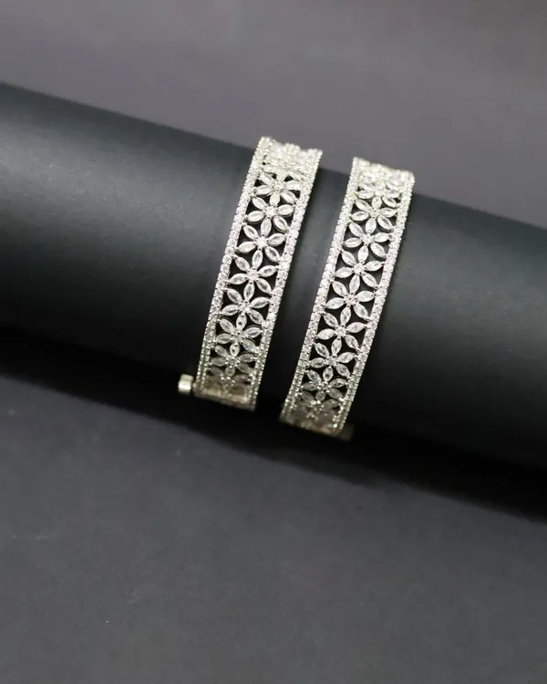 Opulent_Marquise_Flower_Bangles_(Set_Of_2)_For_Women