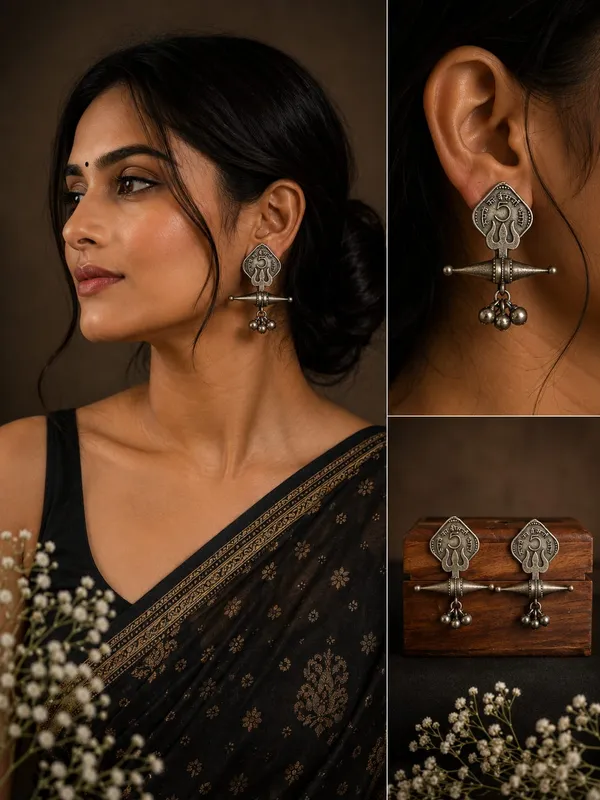 5_Paisa_Trishul_Oxidised_Dangle_Earrings