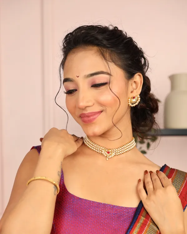 Dark_Pink_Peshwai_Moti_Thushi_Necklace_Set_For_Women