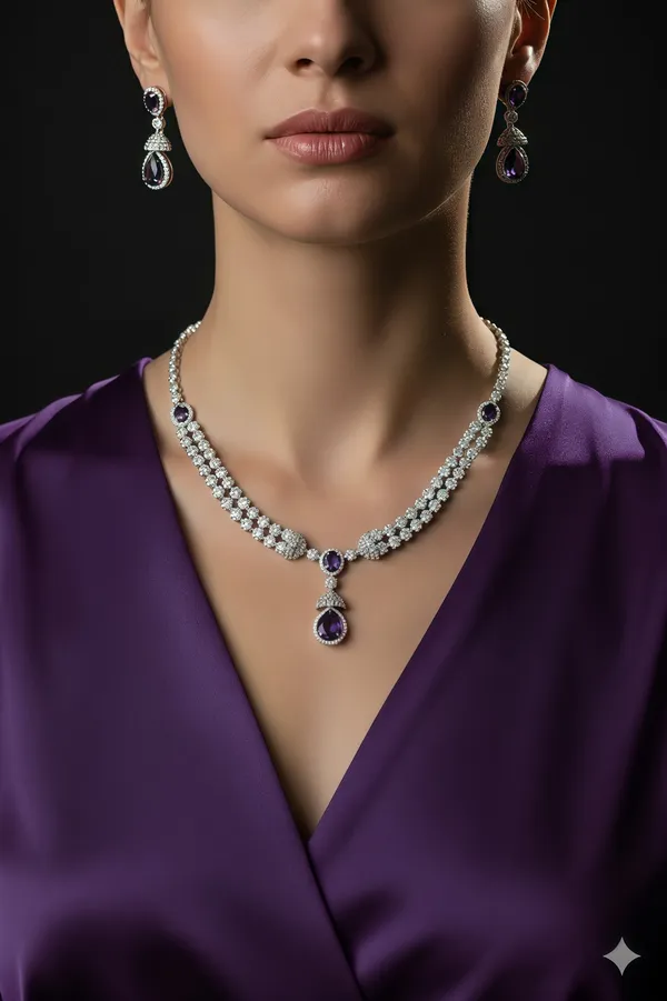 Purple_White_Stone_Charm_Necklace_For_Women
