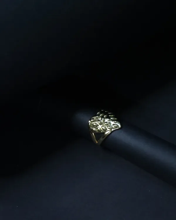 Gold_Tone_Lion'S_Mane_Stainless_Steel_Anti_Tarnish_Minimalist_Linked_Adjustable_Ring,_18K_Gold_Plated_Ring_For_Women