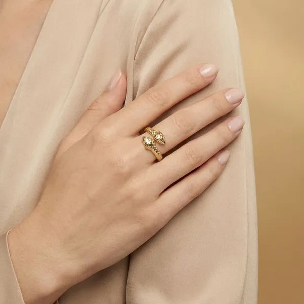 Gold_Tone_The_Double_Snake_Wrap_Stainless_Steel_Adjustable_AntiTarnish_Minimalist_Linked_Ring,_18K_Gold_Plated_Ring_For_Women