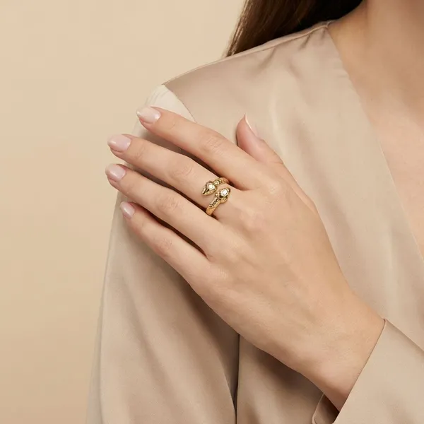 Gold_Tone_The_Double_Snake_Wrap_Stainless_Steel_Adjustable_AntiTarnish_Minimalist_Linked_Ring,_18K_Gold_Plated_Ring_For_Women