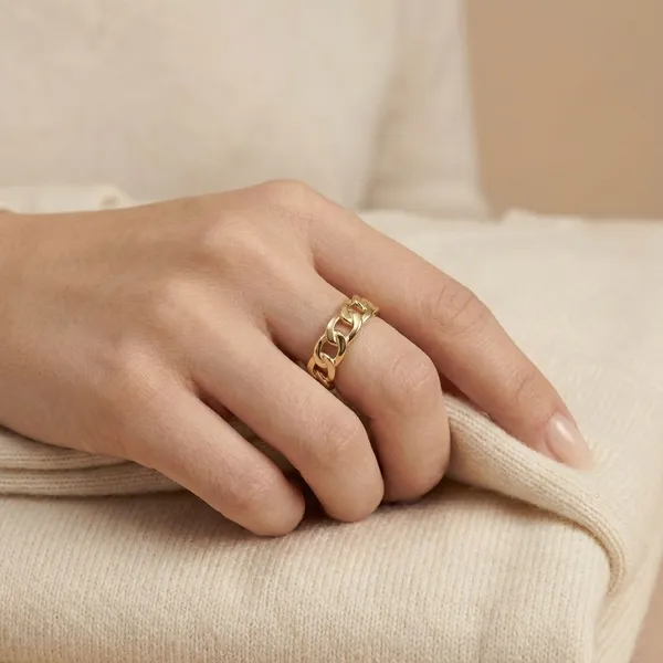Gold_Tone_Interlock_Curb_Chain_Stainless_Steel_Anti_Tarnish_Minimalist_Linked_Adjustable_Ring,_18K_Gold_Plated_Ring_For_Women