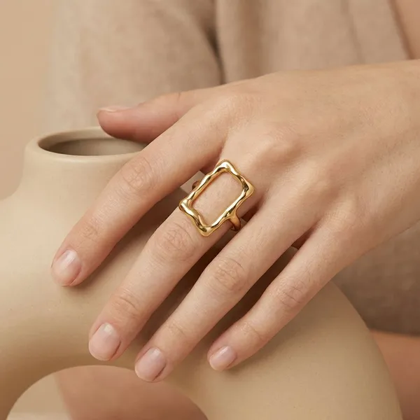 Gold_Tone_Organic_Edge_Stainless_Steel_Anti_Tarnish_Minimalist_Linked_Adjustable_Ring,_18K_Gold_Plated_Ring_For_Women