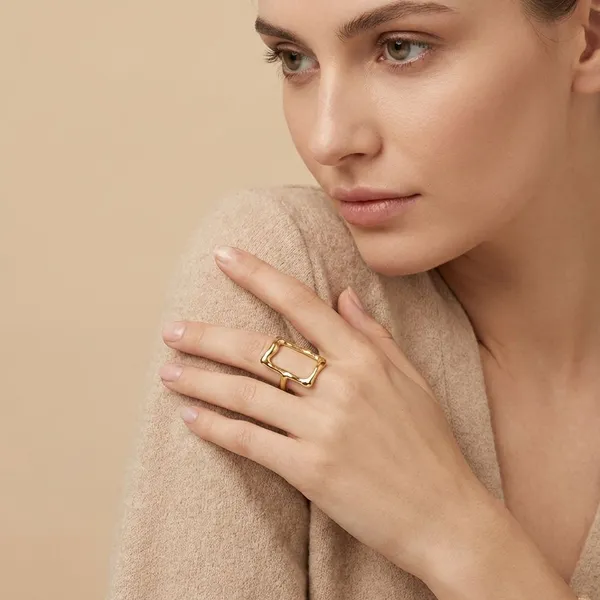 Gold_Tone_Organic_Edge_Stainless_Steel_Anti_Tarnish_Minimalist_Linked_Adjustable_Ring,_18K_Gold_Plated_Ring_For_Women