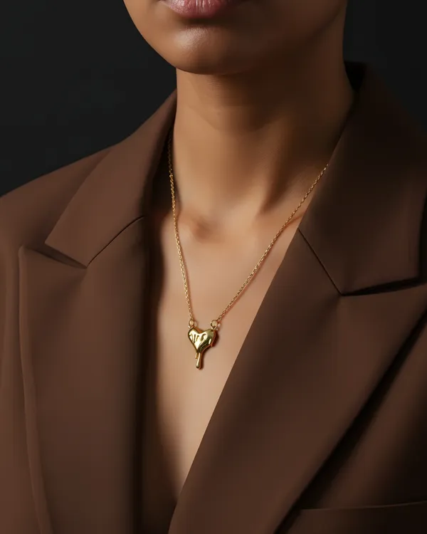Gold_Melted_Heart_18K_Gold_Plated_Anti_Tarnish_Drip_Pendant_Chain_For_Women