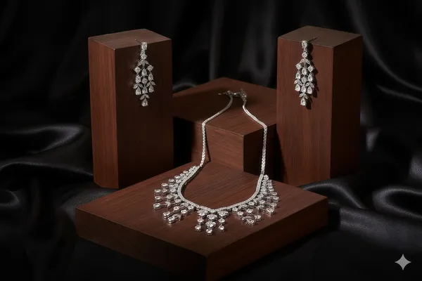White_Starlight_Rainfall_Necklace_Set_For_Women