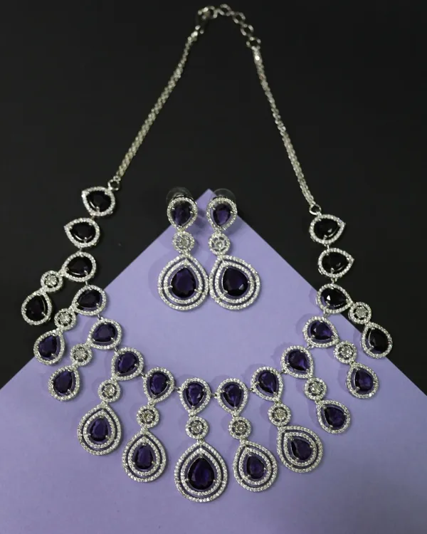 Purple_Regal_Amethyst_Teardrop_Statement_Rhodium_Plated_Cubic_Zirconia_(Cz)_Choker_Set_For_Women