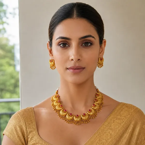 Gold_Raktima_Chandrakala_Antique_Necklace_Set_|_Gold_Plated