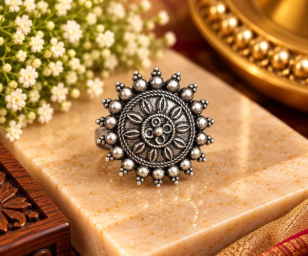 Heritage_Sunburst_Oxidised_Brass_Statement_Ring
