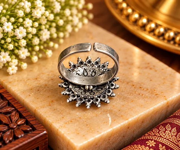 Heritage_Sunburst_Oxidised_Brass_Statement_Ring
