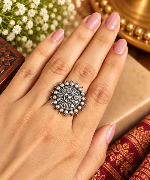 Heritage_Sunburst_Oxidised_Brass_Statement_Ring