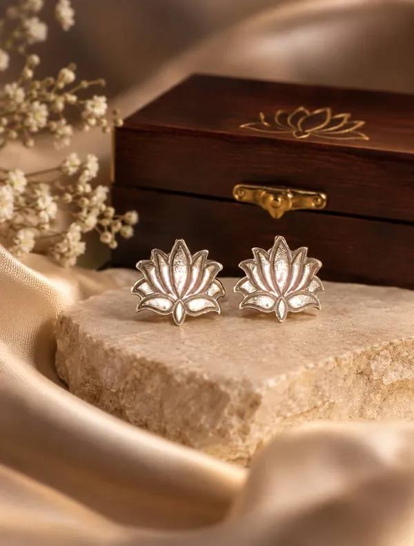 Lotus_Grace_Oxidised_Stud_Earrings