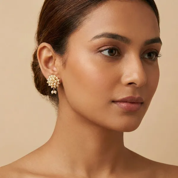 Single_Moti_Colour_Dewdrop_Cluster_Studs_Earring_For_Women
