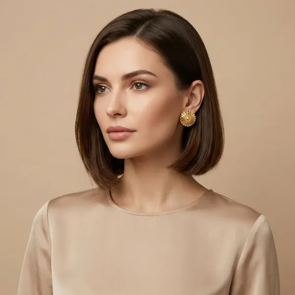 Micro_Plating_Gold_Tone_Disc_Stud_Earrings_For_Women