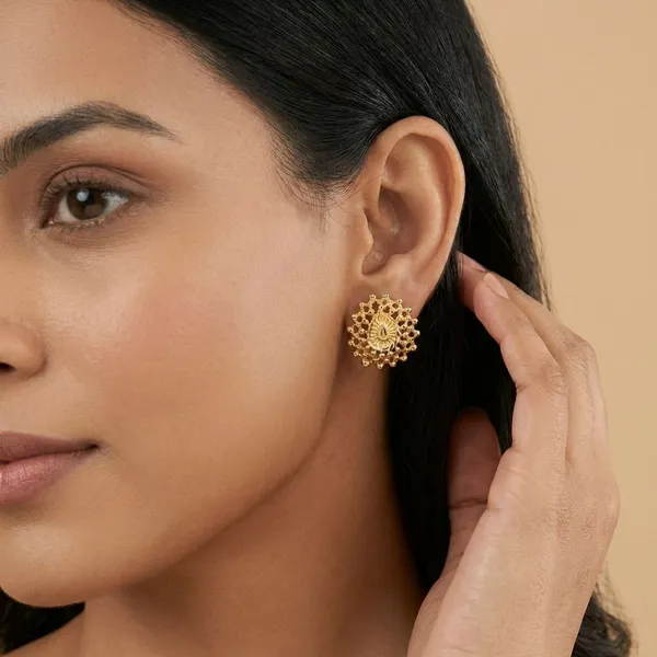 Micro_Plating_Gold_Tone_Sunburst_Studs_For_Women