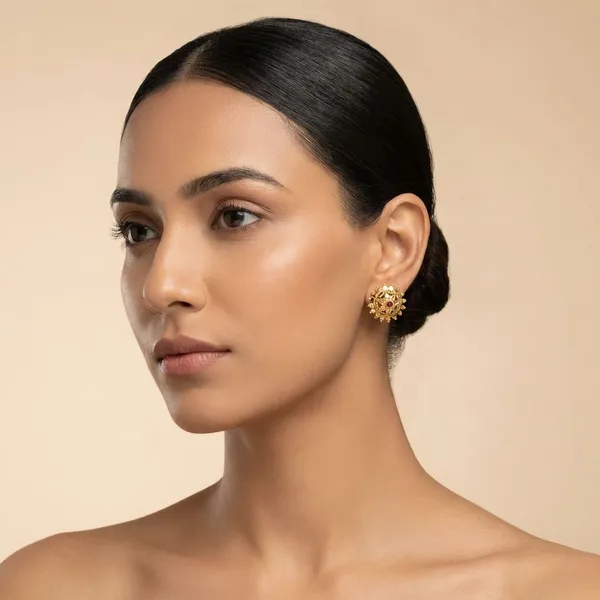 Micro_Plating_Gold_Tone_Ruby_Centred_Spoke_Studs_For_Women
