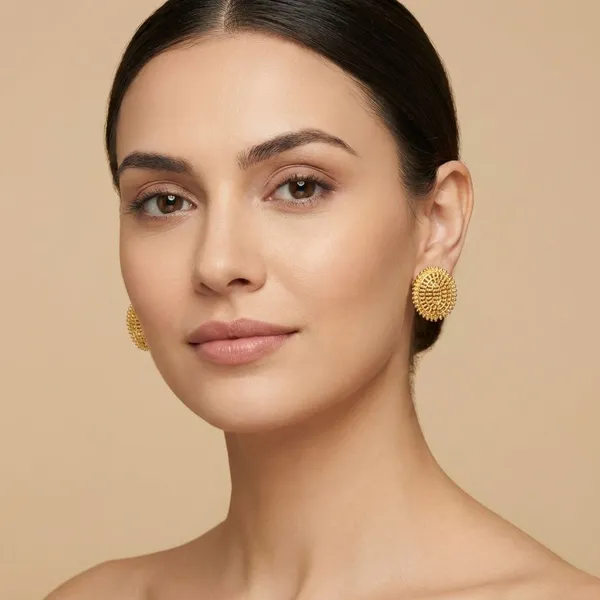 Micro_Plating_Gold_Tone_Oval_Spiral_Filigree_Earring_For_Women