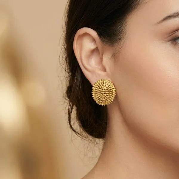 Micro_Plating_Gold_Tone_Oval_Spiral_Filigree_Earring_For_Women