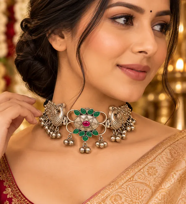 Mayura_Rajwada_Peacock_Oxidised_Choker