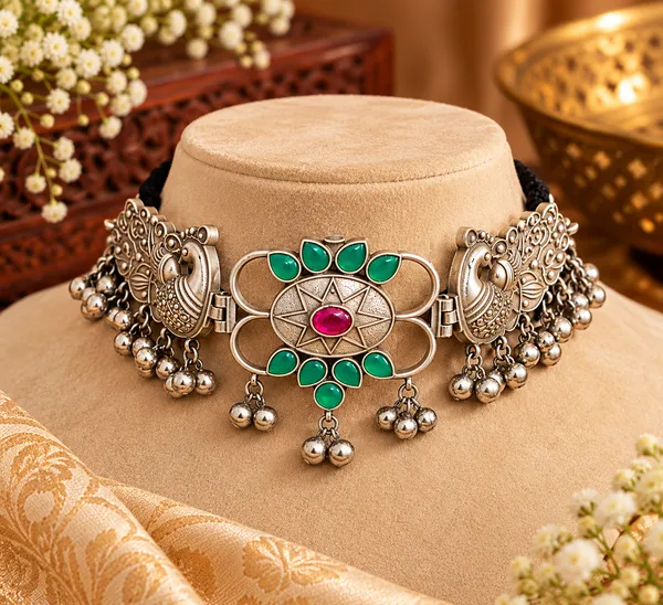 Mayura_Rajwada_Peacock_Oxidised_Choker