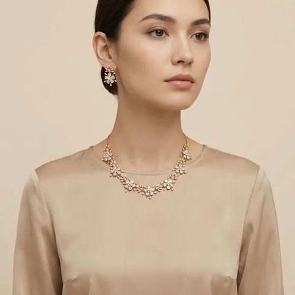 Gold_Eternal_Bloom_AntiTarnish_Necklace_And_Earrings_Set_18K_Gold_Plated_For_Women