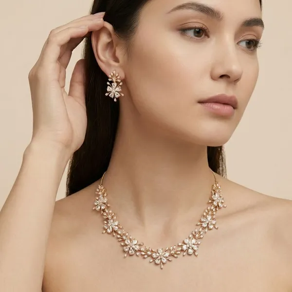 Gold_Eternal_Bloom_AntiTarnish_Necklace_And_Earrings_Set_18K_Gold_Plated_For_Women
