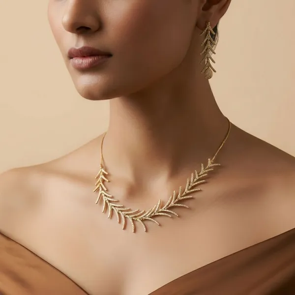 Golden_Laurel_18K_Gold_Plated_Anti_Tarnish_Cubic_Zirconia_Leaf_Necklace_Set_For_Women