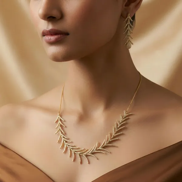 Golden_Laurel_18K_Gold_Plated_Anti_Tarnish_Cubic_Zirconia_Leaf_Necklace_Set_For_Women