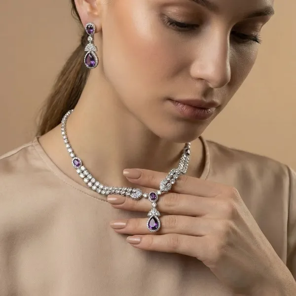 Purple_White_Stone_Charm_Necklace_For_Women