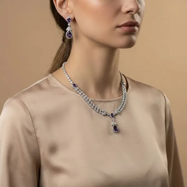 Purple_White_Stone_Charm_Necklace_For_Women
