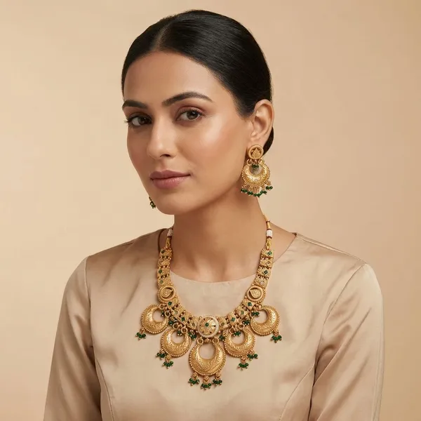 Gold_Mayura_Pushpa_Temple_Choker_Set_For_Women