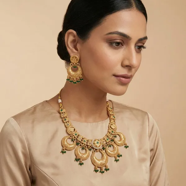 Gold_Mayura_Pushpa_Temple_Choker_Set_For_Women