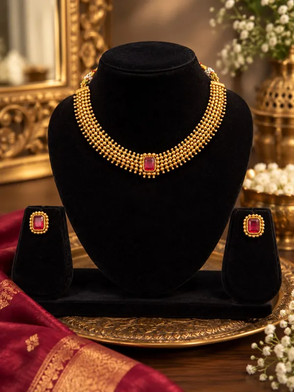 Pink_3D_Cut_Ruby_Rajwadi_Choker