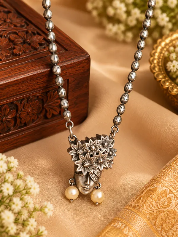 Pushpa_Mukha_Heritage_Oxidised_Necklace_&_Earrings_Set